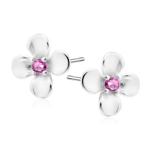 Cercei argint floare cu piatra roz DiAmanti Z2146ER_RO-DIA (Argint 925‰ 0,8 g.)